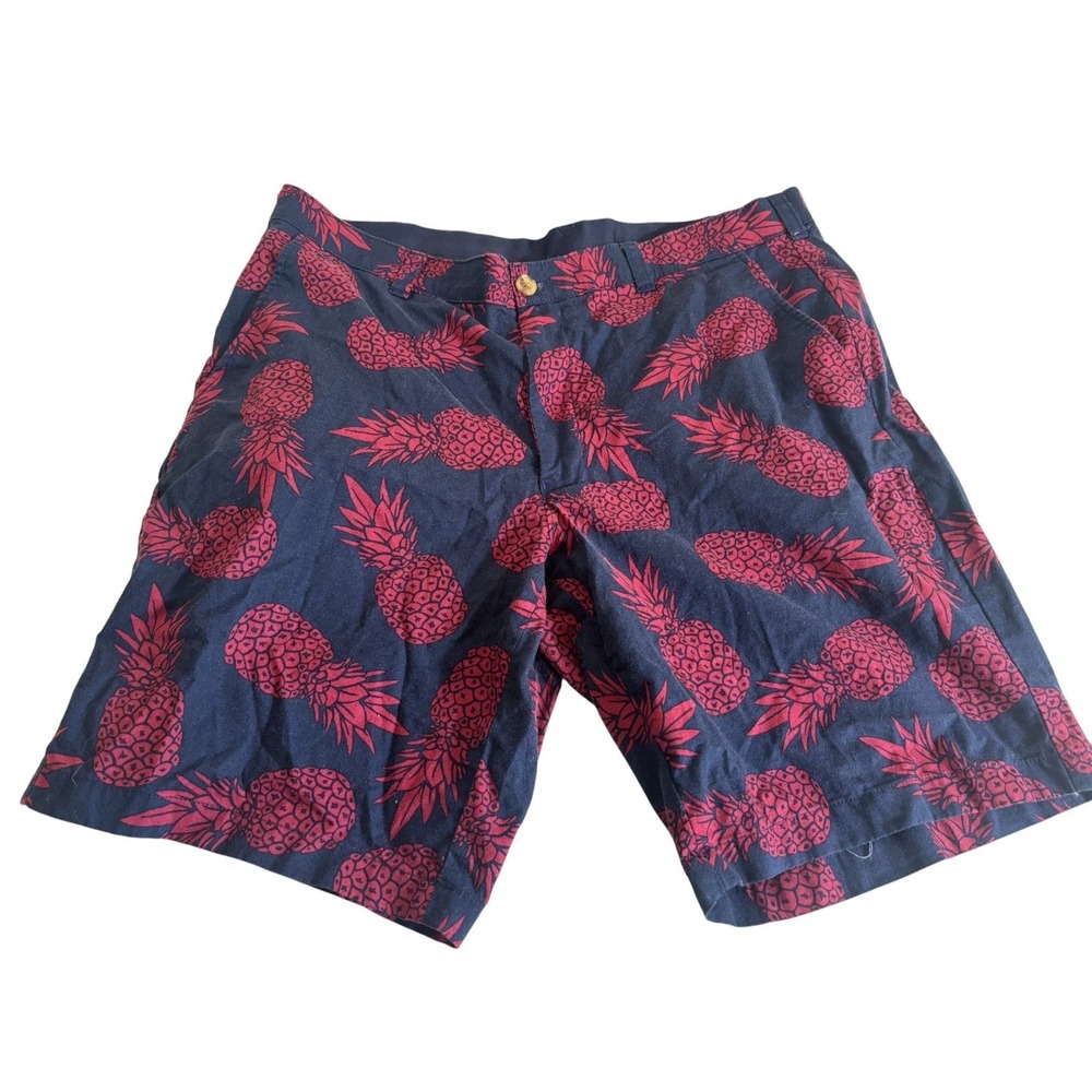 Club Room Shorts Mens 36W Navy Pink Pineapple Print Performance Regular Outdoor